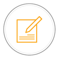 Grafik Symbol Professionelle Texterstellung:Stift mit beschriebenem Blatt Papier.