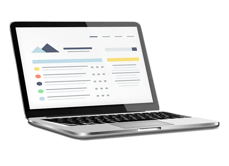 Geöffneter Laptop mit Beispiel-Website.