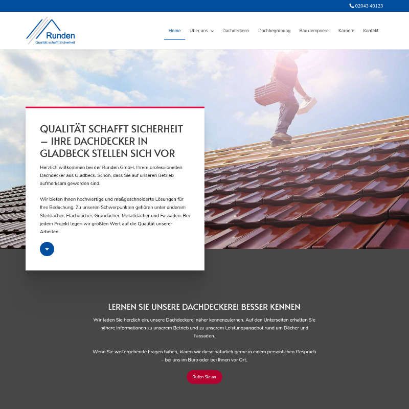Top WordPress Website | Dachdecker Runden GmbH