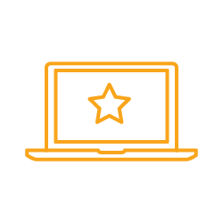 Grafik Symbol Design aus Expertenhand: Laptop mit Stern auf dem Bildschirm.
