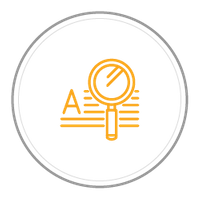 Grafik Symbol SEO Optimierte Website: Text mit Lupe.