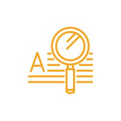 Symbol SEO Text mit Lupe