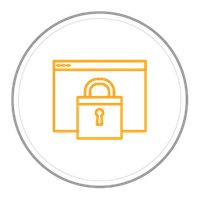 Grafik Symbol Sicherheit SSL: Browserfenster mit Vorhängeschloss.